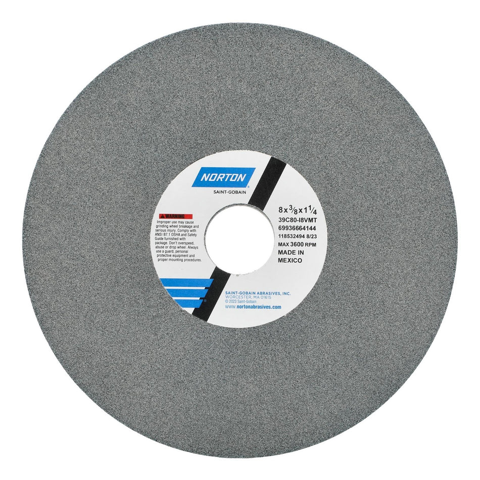 Norton 8 x 3/8 x 1-1/4 in Type 01 Toolroom Wheel 39C 80 J VMT