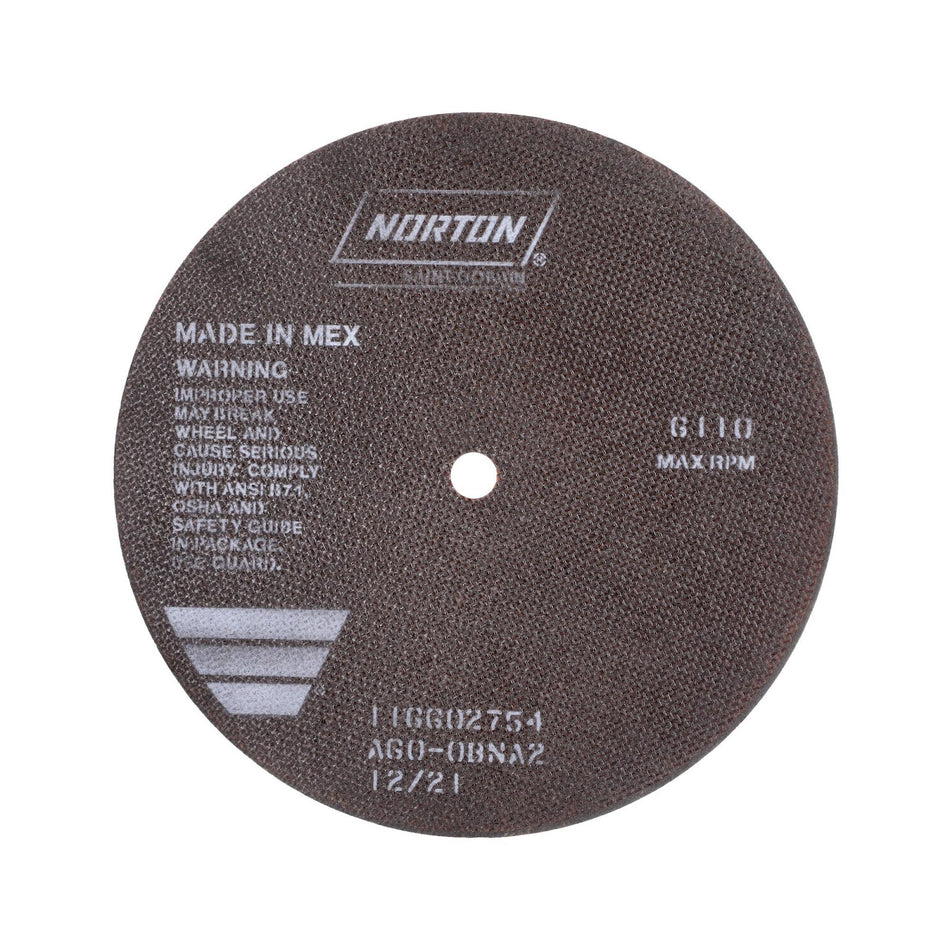 Norton 10 x 0.06 x 5/8 in OBNA2 Type 41 Reinforced Cut-Off Wheel AO 60 Grit O BNA2, 25-Pack