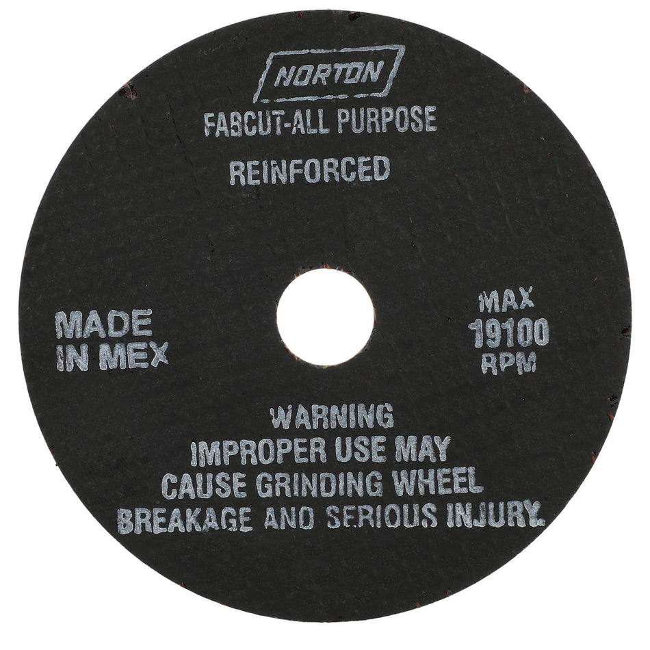 Norton 4 x 1/16 x 5/8 in Fab Cut Type 41 Reinforced Cut-Off Wheel AO 36 Grit V B25N, 100-Pack