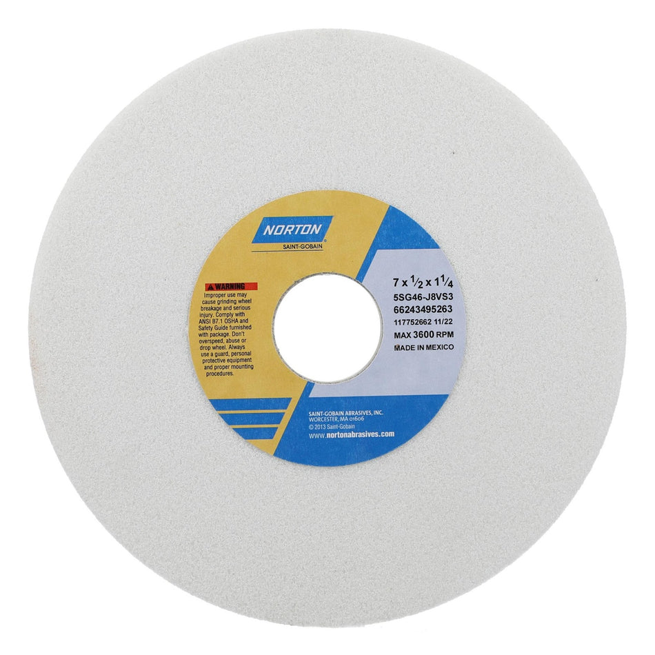 Norton 7 x 1/2 x 1-1/4 in SG Vitrium3 Type 01 Toolroom Wheel 5SG 46 J V35