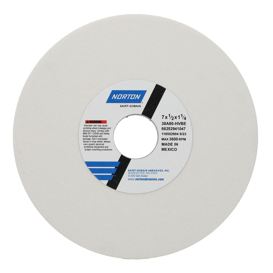 Norton 7 x 1/2 x 1-1/4 in Type 01 Toolroom Wheel 38A 80 H VBE