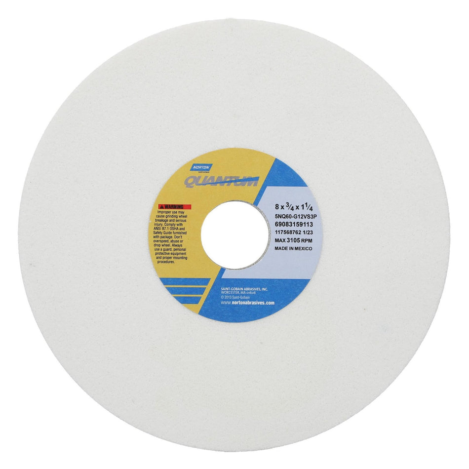 Norton 8 x 3/4 x 1-1/4 in Quantum Type 01 Toolroom Wheel 5NQ 60 G V35P