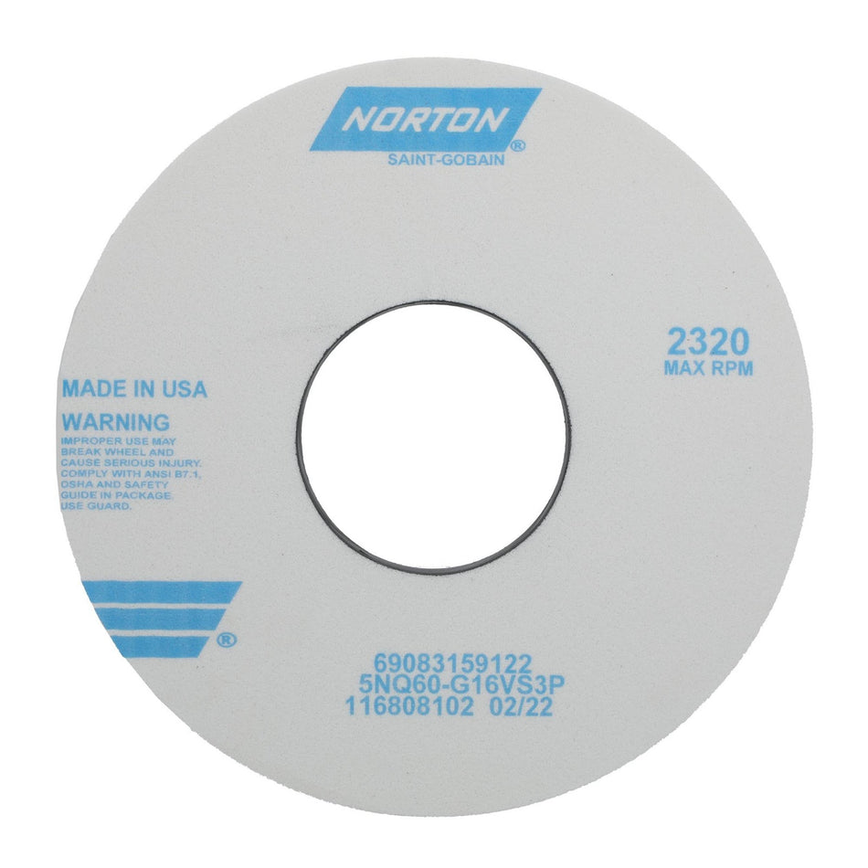 Norton 14 x 1-1/2 x 5 in Quantum Type 01 Toolroom Wheel 5NQ 60 G V35P