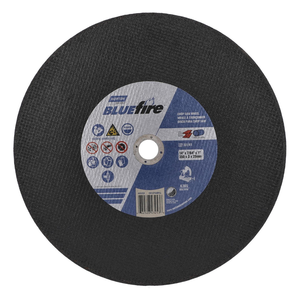 Norton 14 x 7/64 in BlueFire Type 41 Cut-Off Wheel ZA 36 Grit P B, 10-Pack