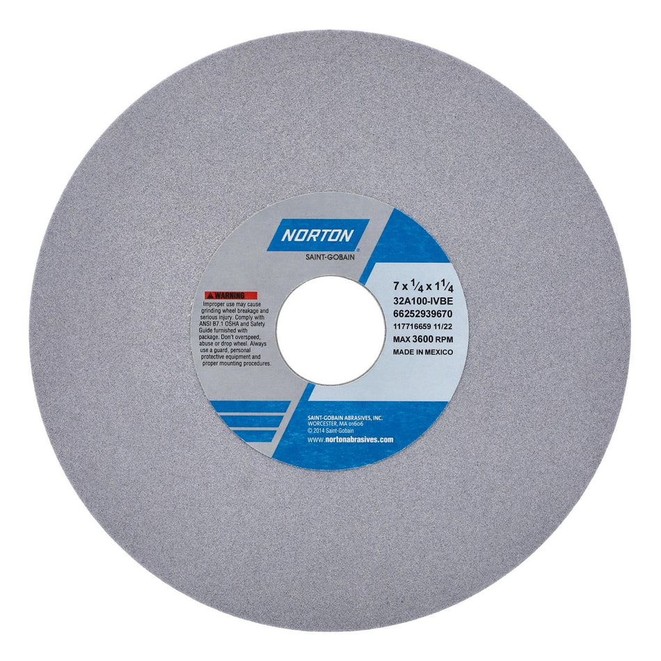 Norton 7 x 1/4 x 1-1/4 in Type 01 Toolroom Wheel 32A 100 I VBE