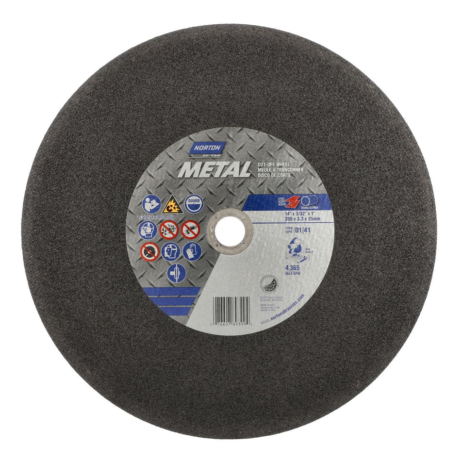 Norton 14 x 3/32 in Metal Type 41 Cut-Off Wheel AO 36 Grit P B, 5-Pack