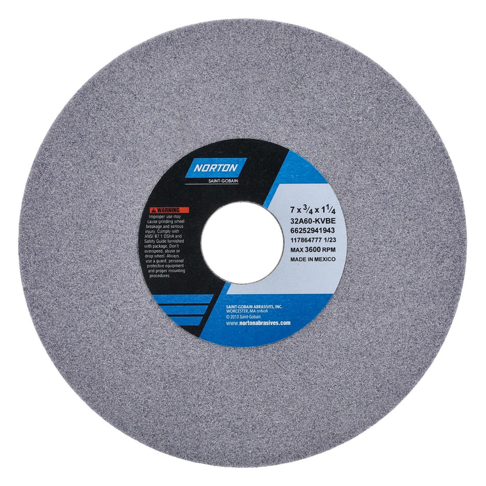 Norton 7 x 3/4 x 1-1/4 in Type 01 Toolroom Wheel 32A 60 K VBE