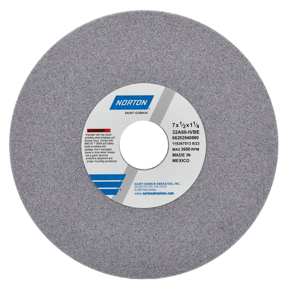Norton 7 x 1/2 x 1-1/4 in Type 01 Toolroom Wheel 32A 60 I VBE