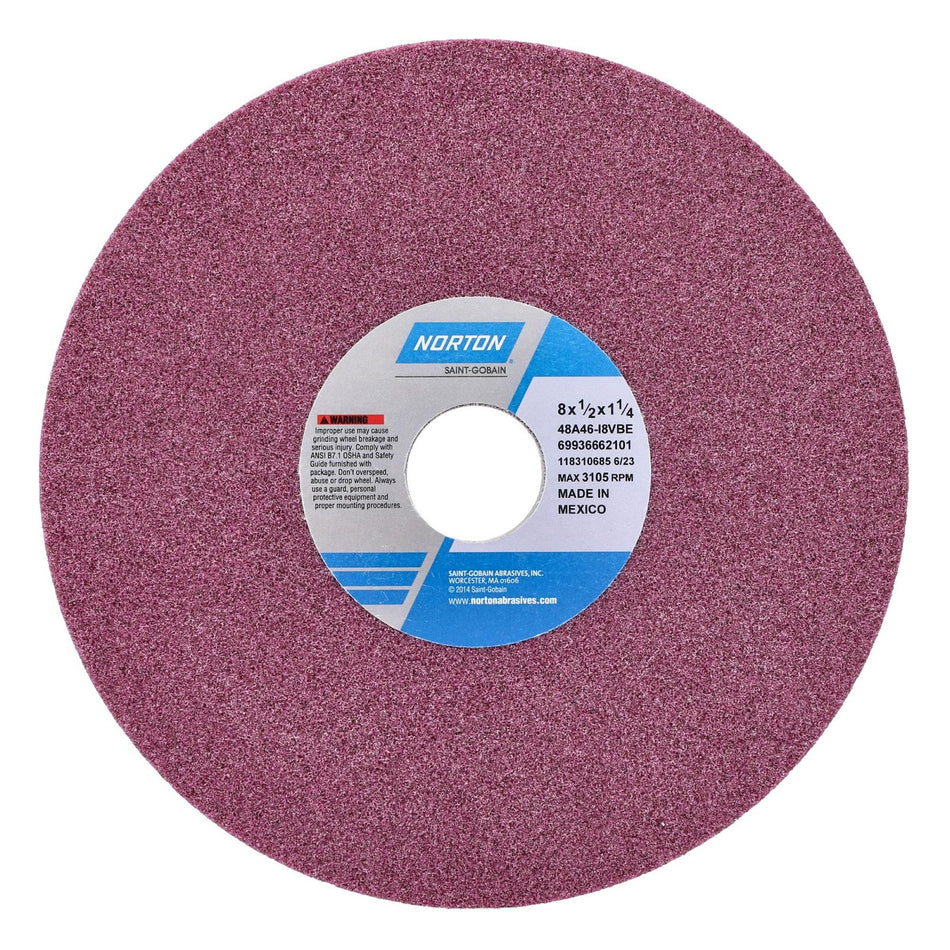 Norton 8 x 1/2 x 1-1/4 in Type 01 Toolroom Wheel 48A 46 I VBE