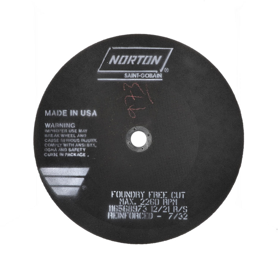 Norton 24 x 7/32 x 1-3/4 in Type 41 Reinforced Cut-Off Wheel AO 24 Grit R B65B, 10-Pack
