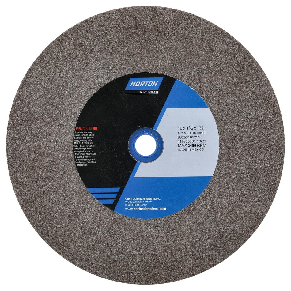 Norton 10 x 1-1/4 x 1-1/4 in Gemini Bench Straight Wheel 01 57A 60 N VBE