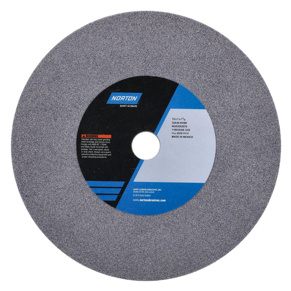 Norton 12 x 1 x 1-1/4 in Type 01 Toolroom Wheel 32A 46 K VBE