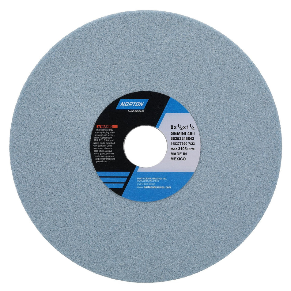Norton 8 x 1/2 x 1-1/4 in Gemini Type 01 Toolroom Wheel 38AB 46 I VS, 10-Pack
