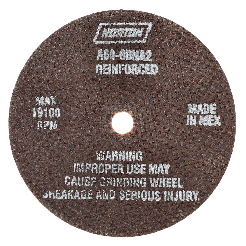 Norton 4 x 0.04 x 3/8 in OBNA2 Type 41 Reinforced Cut-Off Wheel AO 60 Grit O BNA2, 25-Pack