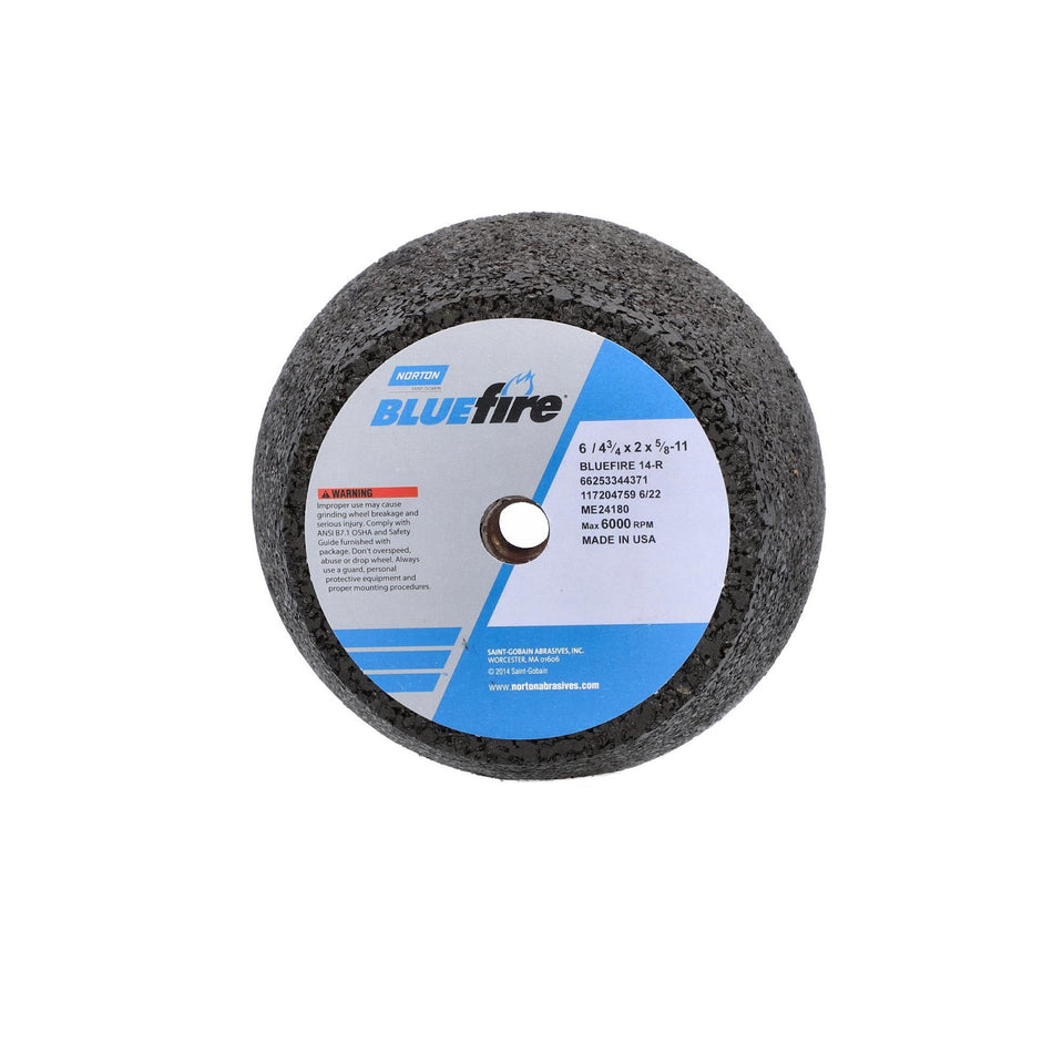 Norton 6 in x 2 in x 5/8 in-11 x 1-1/2 in BlueFire Type 11 Portable Snagging Wheel 4NV 14 R B