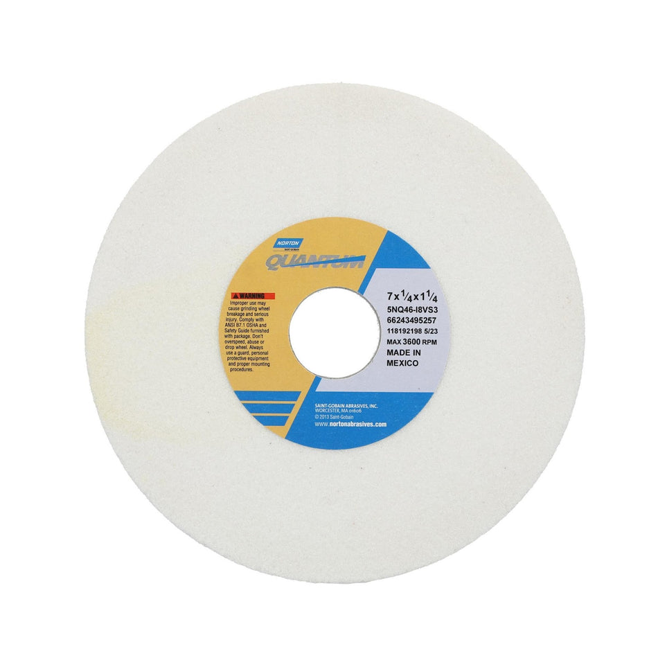Norton 7 x 1/4 x 1-1/4 in Quantum Vitrium3 Type 01 Toolroom Wheel 5NQ 46 I V35
