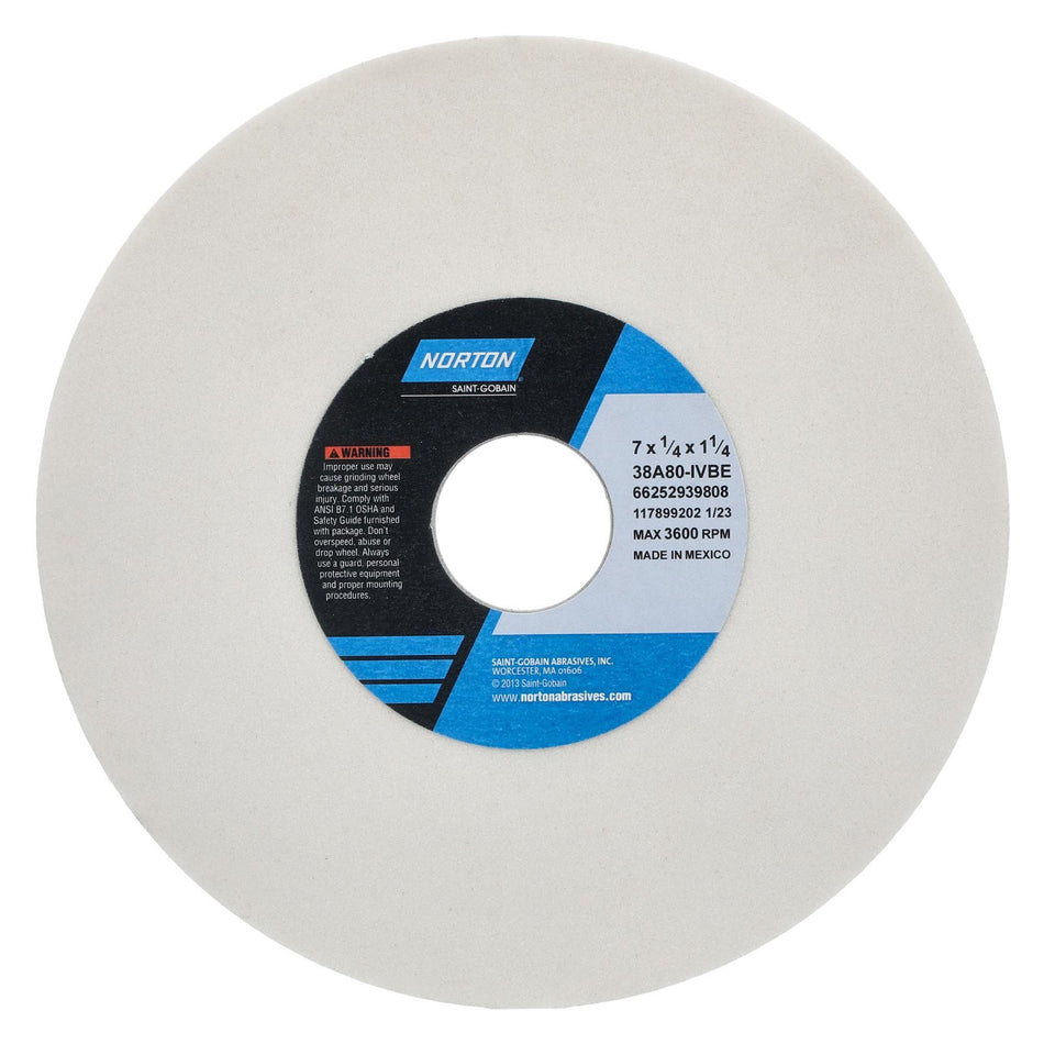 Norton 7 x 1/4 x 1-1/4 in Type 01 Toolroom Wheel 38A 80 I VBE