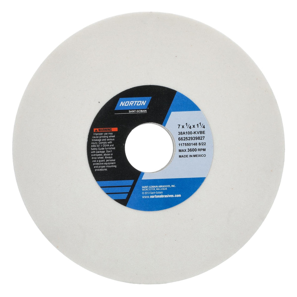 Norton 7 x 1/4 x 1-1/4 in Type 01 Toolroom Wheel 38A 100 K VBE