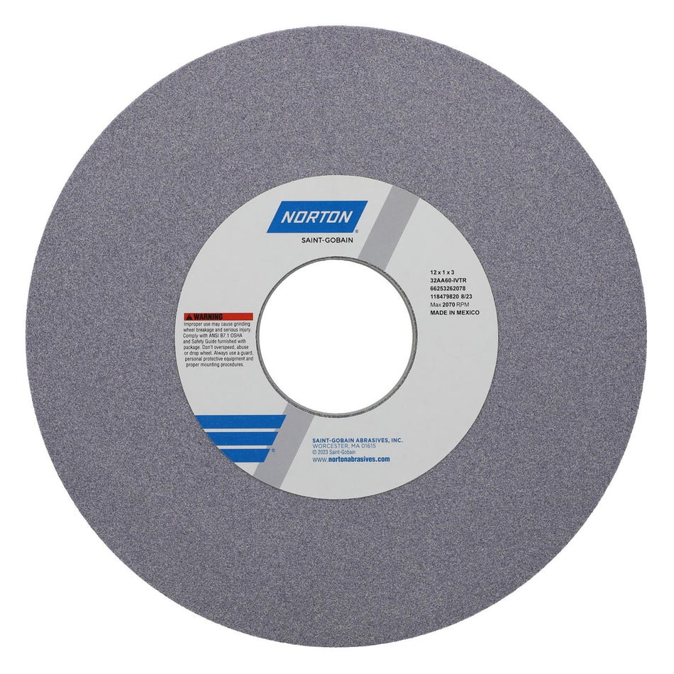 Norton 12 x 1 x 3 in Type 01 Toolroom Wheel 32AA 60 I VTR