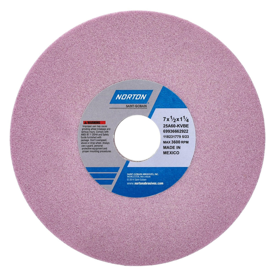 Norton 7 x 1/2 x 1-1/4 in Type 01 Toolroom Wheel 25A 60 K VBE