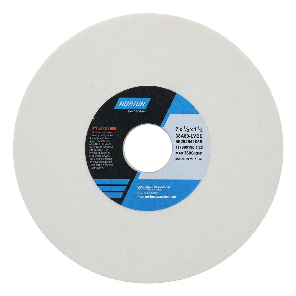 Norton 7 x 1/2 x 1-1/4 in Type 01 Toolroom Wheel 38A 80 L VBE
