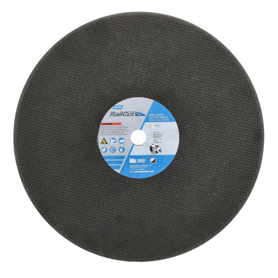 Norton 16 x 1/8 x 1 in RailCut Type 01 Reinforced Cut-Off Wheel AO 24 Grit R BNA, 10-Pack