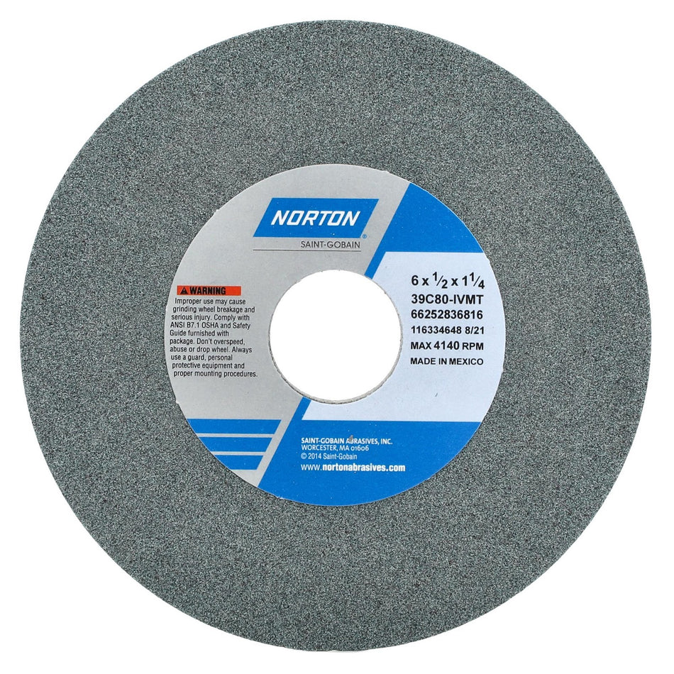Norton 6 x 1/2 x 1-1/4 in Type 01 Toolroom Wheel 39C 80 J VMT
