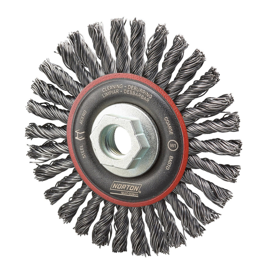 Norton 4 x 0.02 in BlueFire Shank Mounted Wheel Brush, 5-Pack