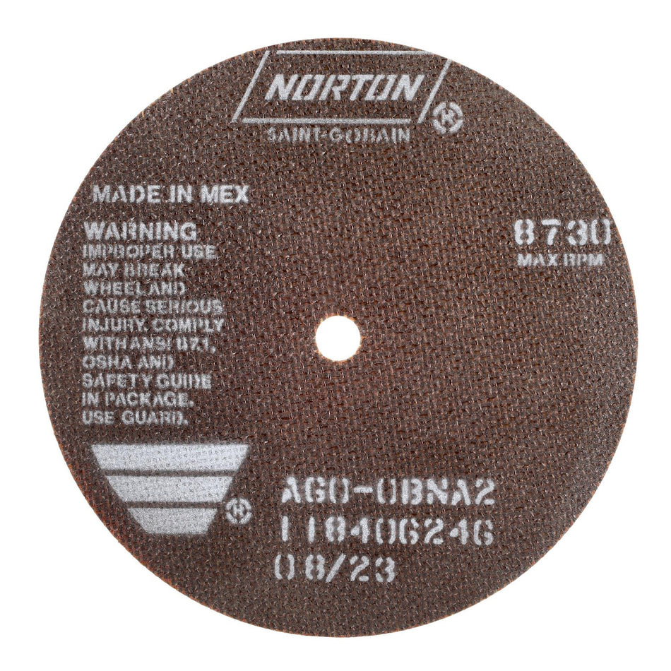 Norton 7 x 0.035 x 1/2 in OBNA2 Type 41 Reinforced Cut-Off Wheel AO 60 Grit O BNA2, 25-Pack