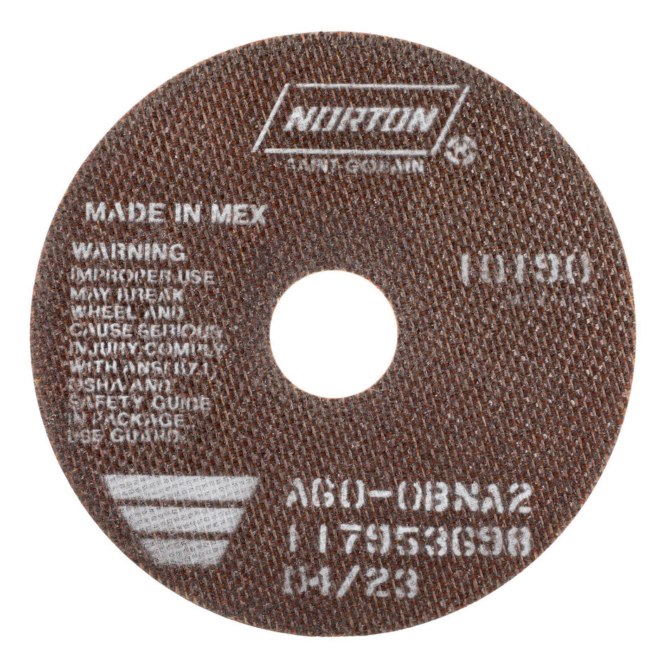 Norton 6 x 0.035 x 1-1/4 in OBNA2 Type 41 Reinforced Cut-Off Wheel AO 60 Grit O BNA2, 25-Pack