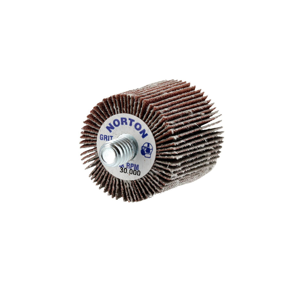 Norton 1 x 1 in Metal Spindle Flap Wheel P120 Grit R207 Aluminum Oxide, 10-Pack
