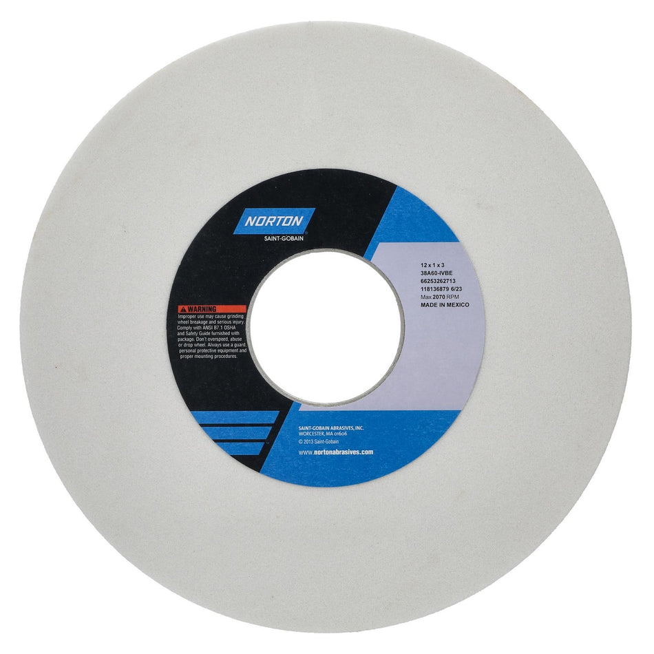 Norton 12 x 1 x 3 in Type 01 Toolroom Wheel 38A 60 I VBE