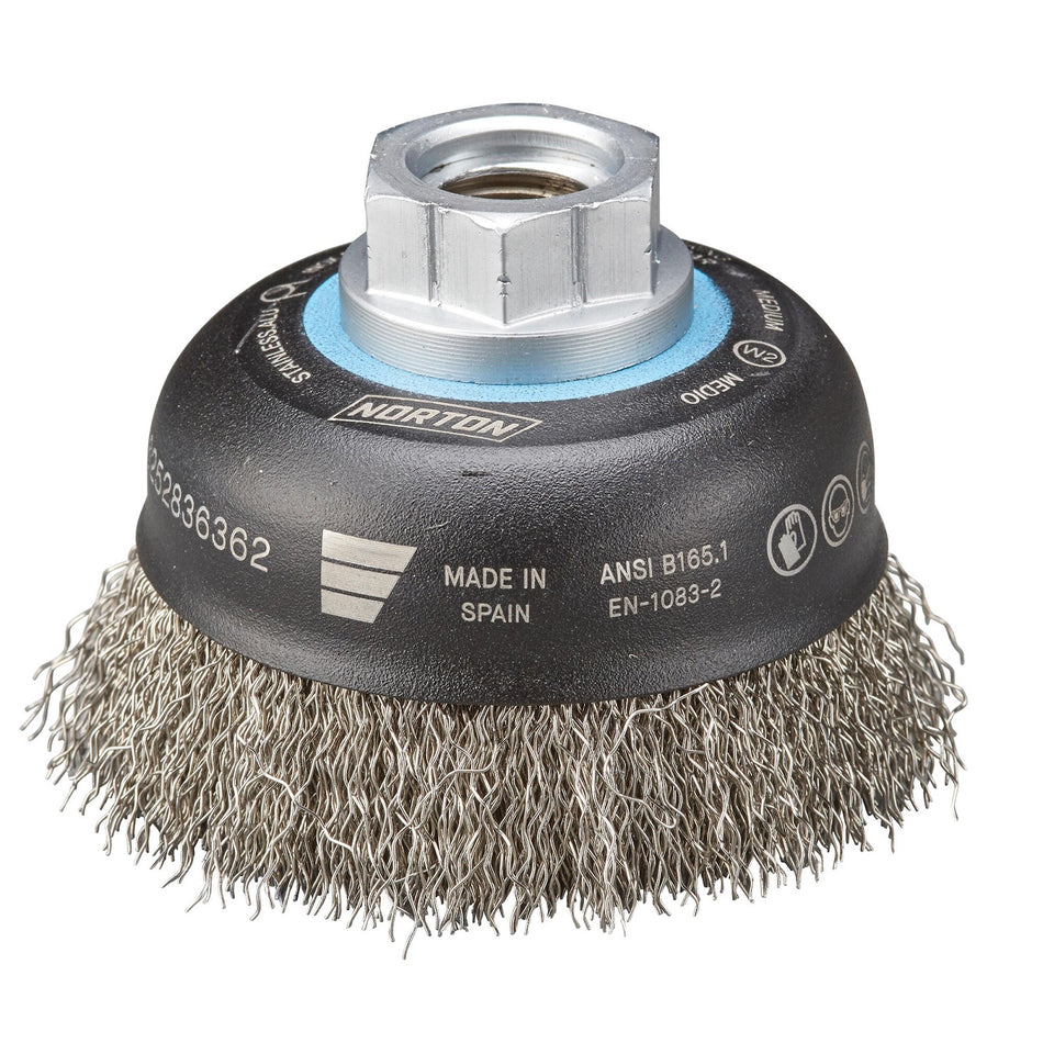 Norton 3 in x 0.014 in x 5/8 in-11 BlueFire Cup Brush