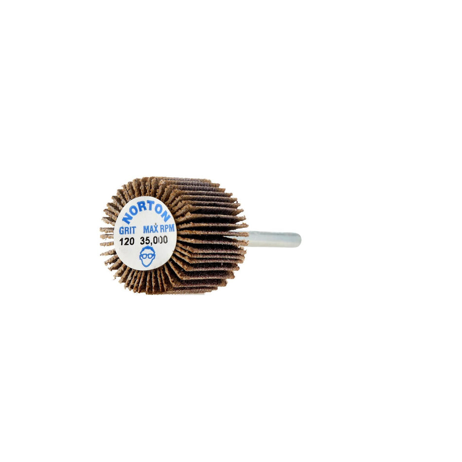 Norton 3/4 x 5/8 in Merit Spindle Flap Wheel P120 Grit R369 Aluminum Oxide, 10-Pack