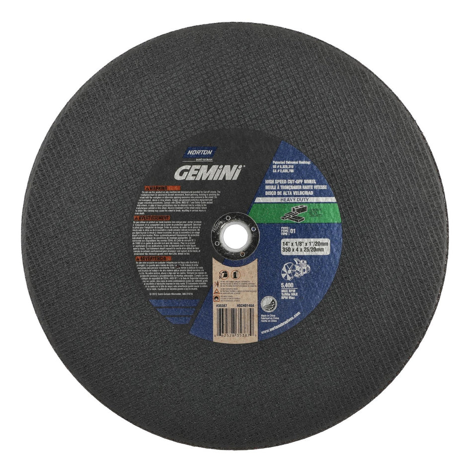 Norton 14 x 1/8 in Gemini Type 41 Cut-Off Wheel SC 24 Grit T, 10-Pack