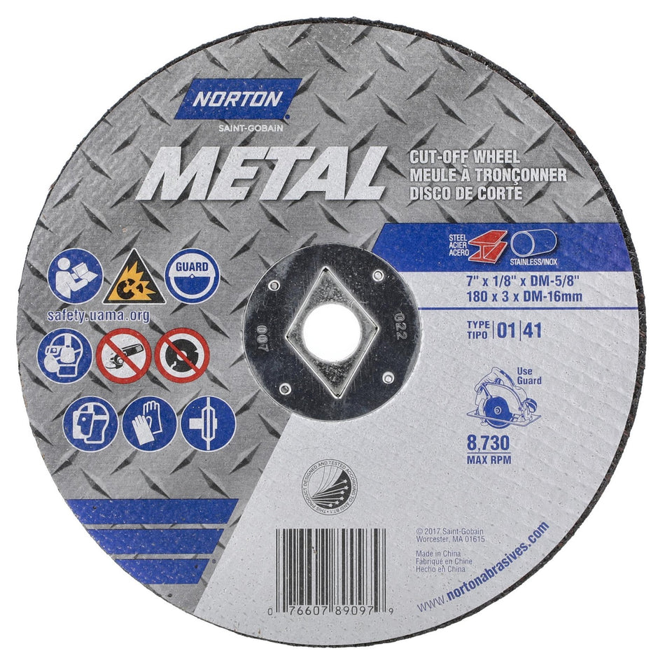 Norton 7 x 1/8 in Metal Type 41 Cut-Off Wheel AO 24 Grit T, 25-Pack