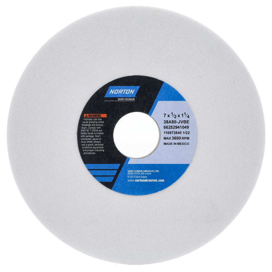 Norton 7 x 1/2 x 1-1/4 in Type 01 Toolroom Wheel 38A 80 J VBE