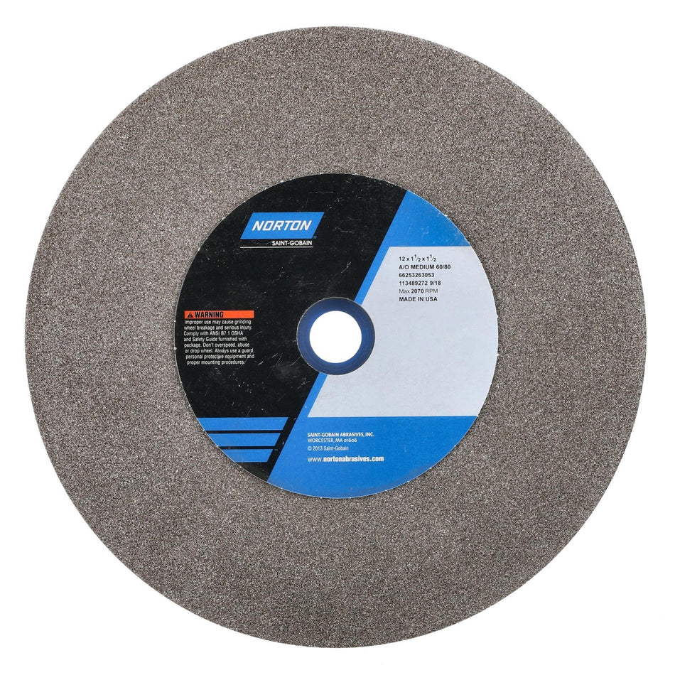 Norton 12 x 1-1/2 x 1-1/2 in Gemini Bench Straight Wheel 01 A 60 N VBE