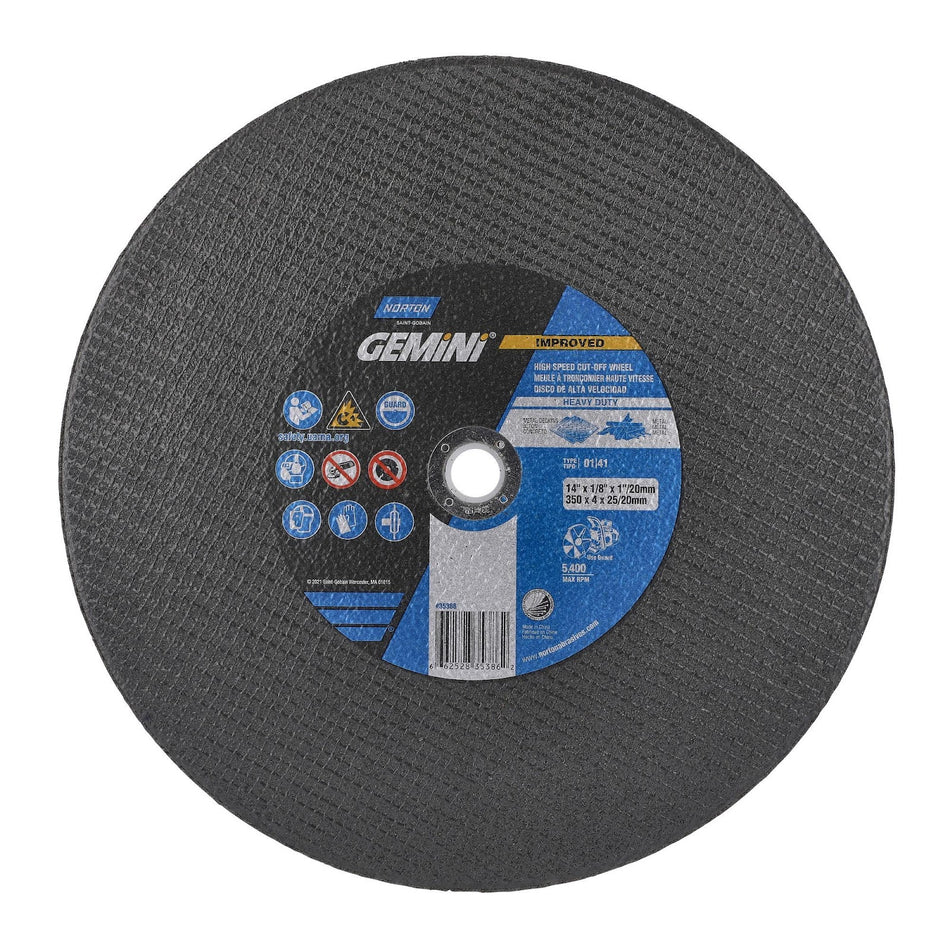Norton 14 x 1/8 in Gemini Type 41 Cut-Off Wheel AO 24 Grit T, 10-Pack