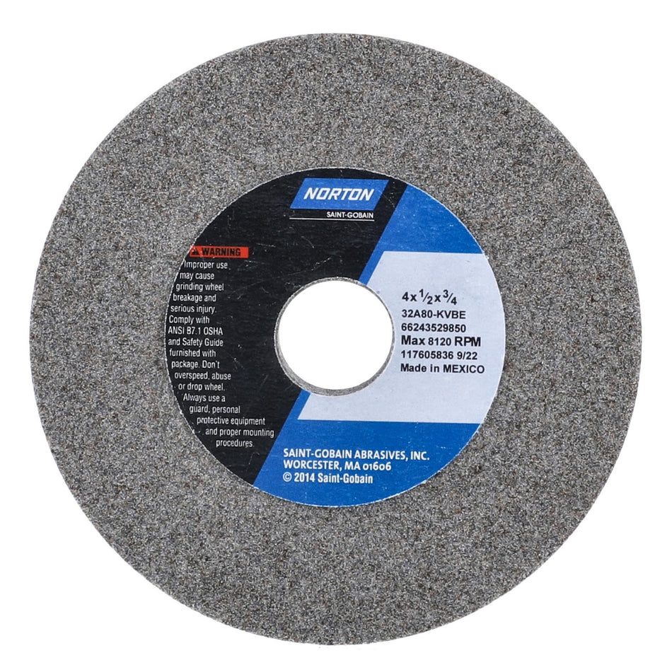 Norton 4 x 1/2 x 3/4 in Type 01 Toolroom Wheel 32A 80 K VBE