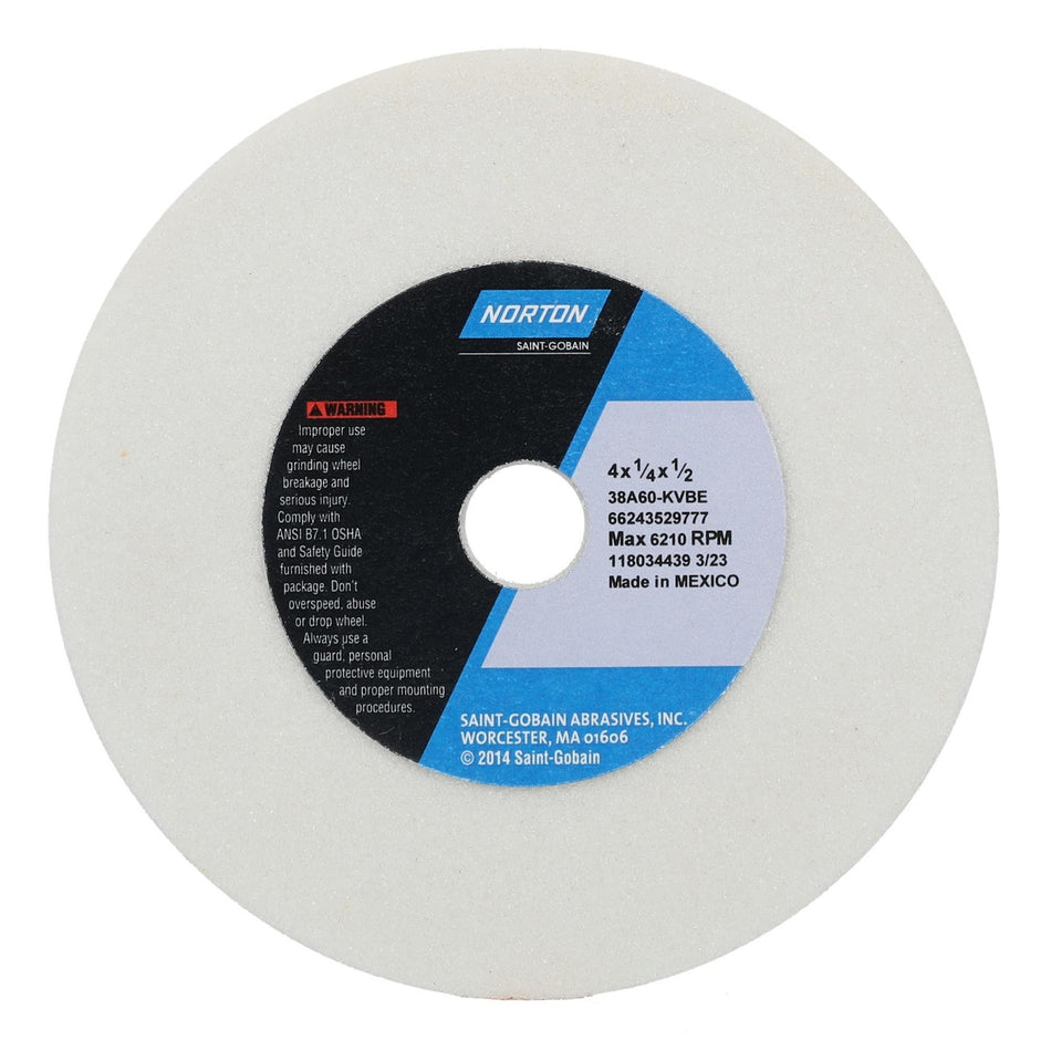 Norton 4 x 1/4 x 1/2 in Type 01 Toolroom Wheel 38A 60 K VBE