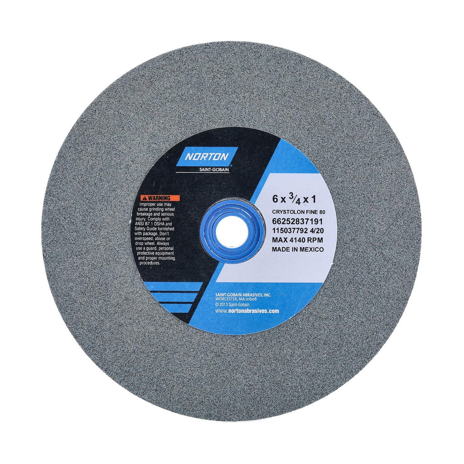 Norton 6 x 3/4 x 1 in Gemini Bench Straight Wheel 01 39C 80 J VMT