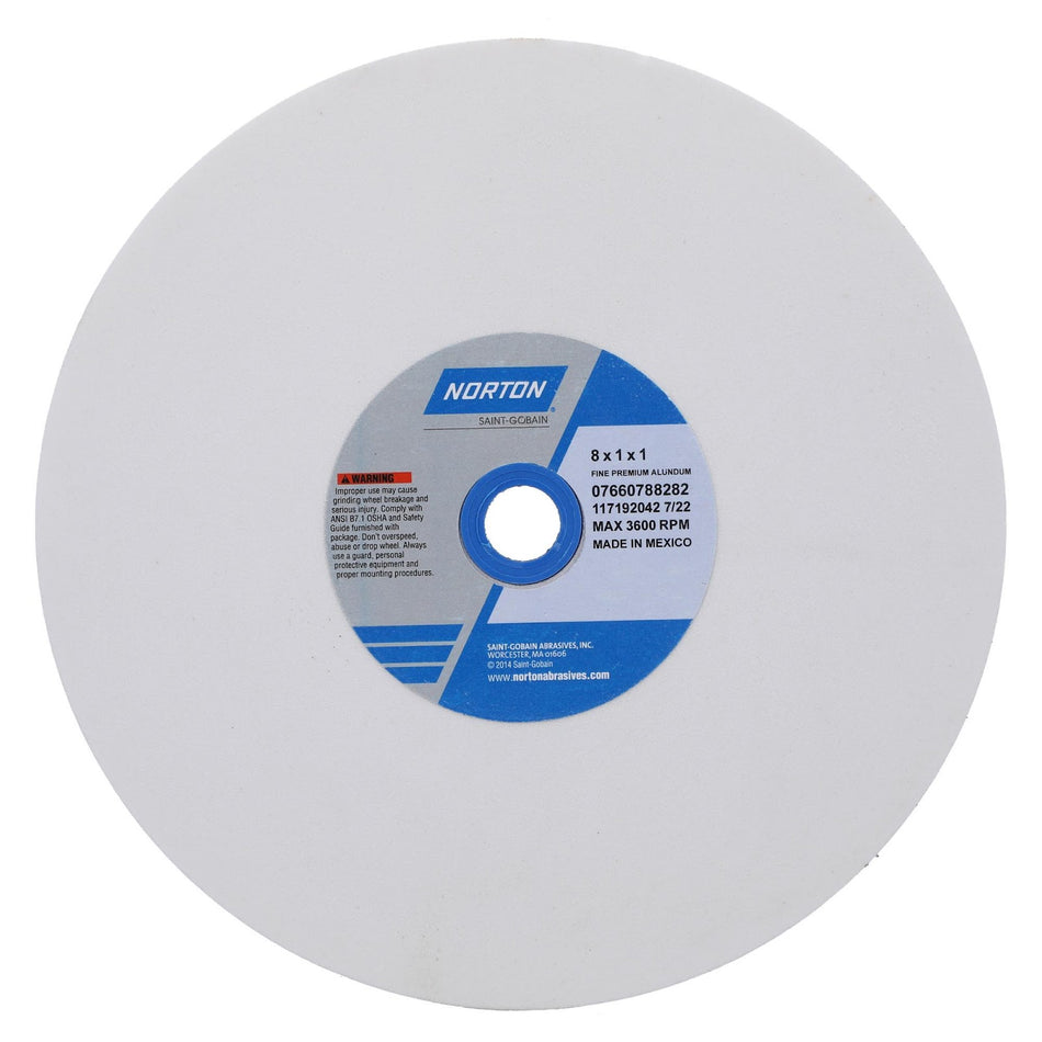 Norton 8 x 1 x 1 in Premium Bench Straight Wheel 01 38A 100 J VBE