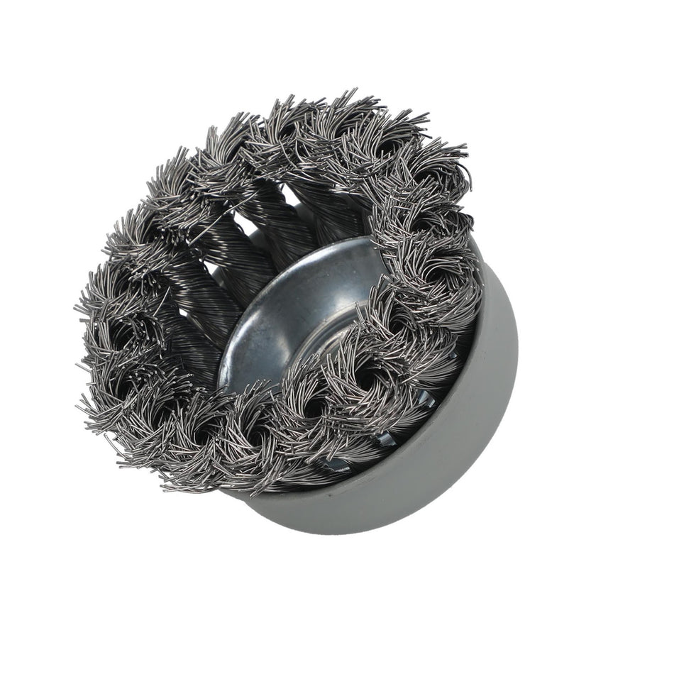 Norton 3-1/2 x 0.014 x 5/8-11 x 7/8 In. Carbon Steel Standard Twist Knot Wire Cup Brush, 10-Pack