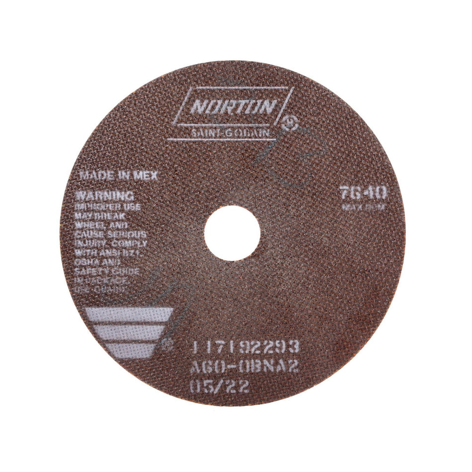 Norton 8 x 0.035 x 1-1/4 in OBNA2 Type 41 Reinforced Cut-Off Wheel AO 60 Grit O BNA2, 25-Pack