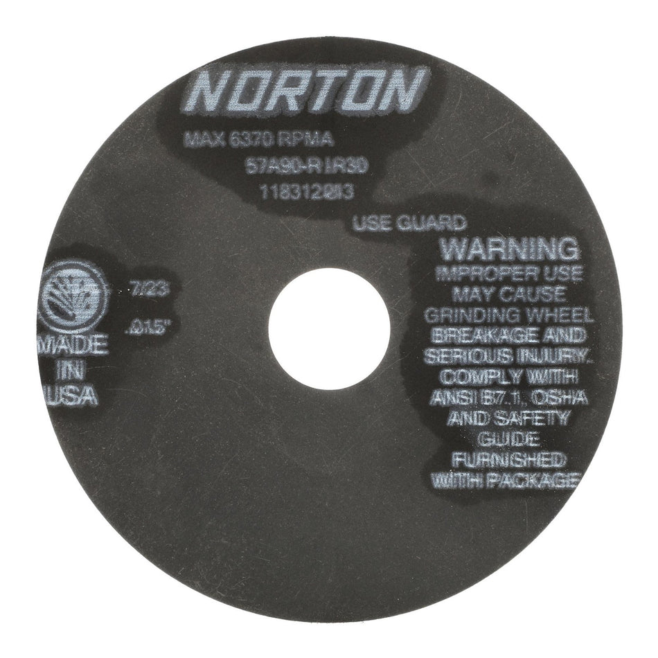Norton 6 x 0.015 x 1-1/4 in R30 Type 41 Non-Reinforced Cut-Off Wheel AO 90 Grit R R30, 25-Pack