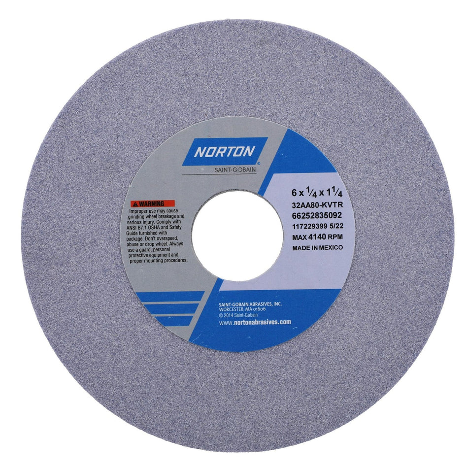 Norton 6 x 1/4 x 1-1/4 in Type 01 Toolroom Wheel 32AA 80 K VTR