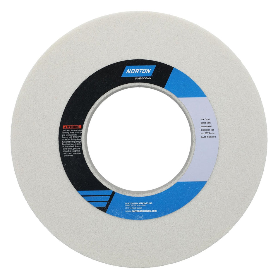 Norton 12 x 1-1/2 x 5 in Type 01 Toolroom Wheel 38A 46 I VBE