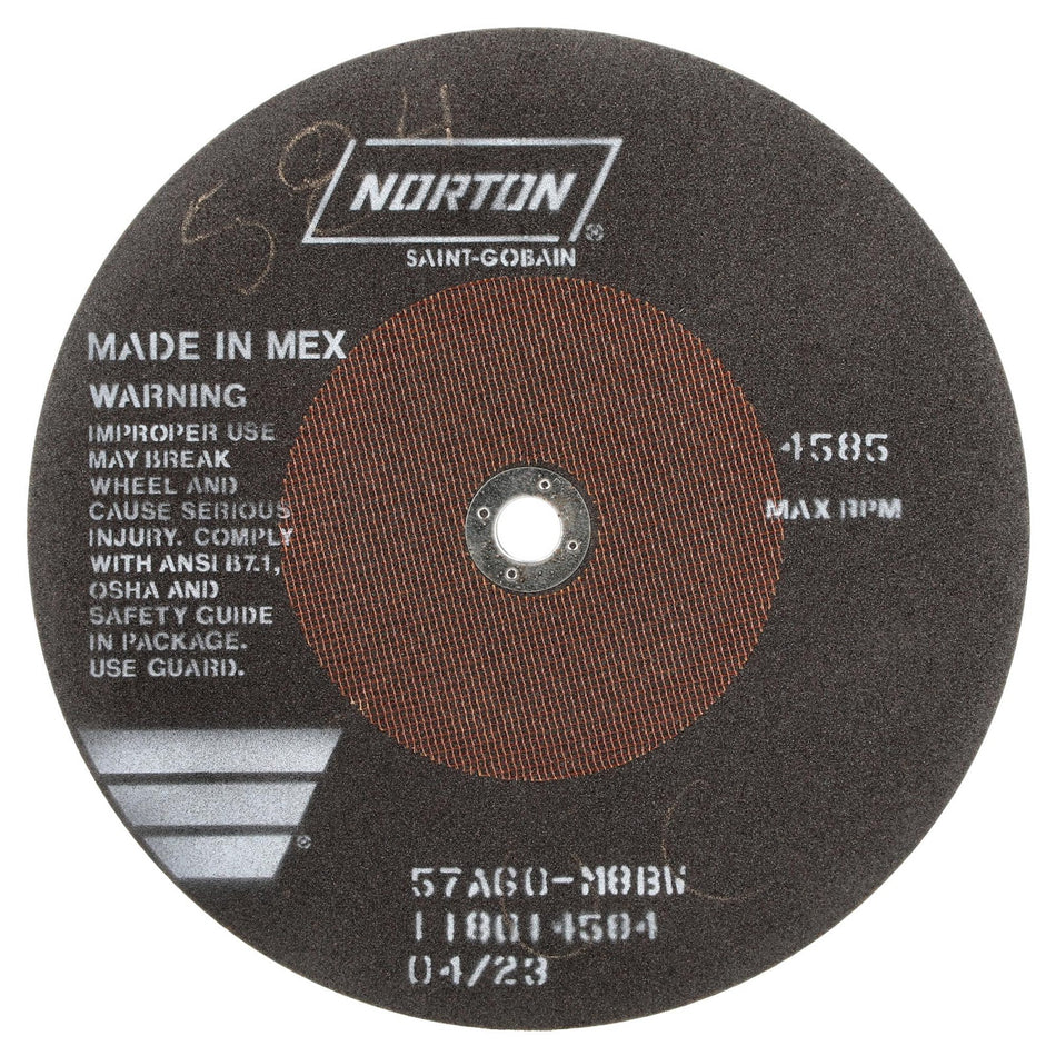 Norton 10 x 1/16 x 5/8 in B Type 41 Non-Reinforced Cut-Off Wheel AO 60 Grit M BW, 25-Pack