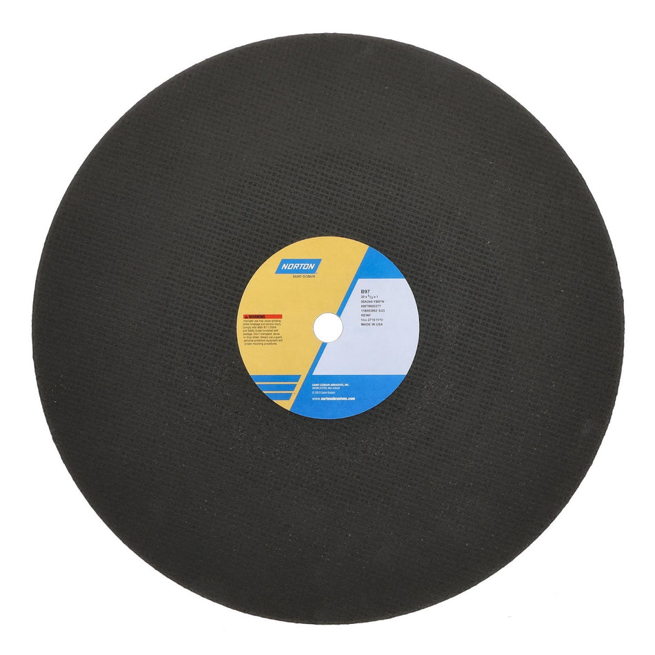 Norton 20 x 5/32 x 1 in B97 Type 41 Reinforced Cut-Off Wheel ZA Blend 24 Grit Y B97N, 10-Pack